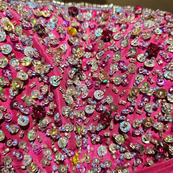 Mac Duggal 00 Strapless Sequin Tulle Party Dress Pink Formal Prom Cocktail Gown - Picture 7 of 10